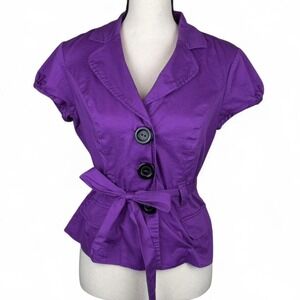 Robbie  Bee Purple Button twee Blouse